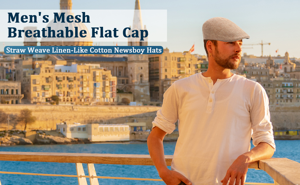 flat cap newsboy hat men men's mesh summer breathable thin adjustable ivy cabbie gatsby hats caps 